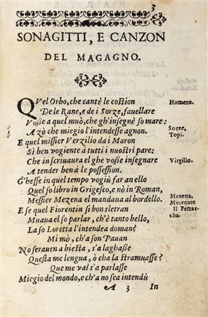 Maganza, Giovanni Battista - De le rime di Magagno, Menone e Begotto. In lingua rustica padovana. La prima parte [seconda, terza e quarta] 