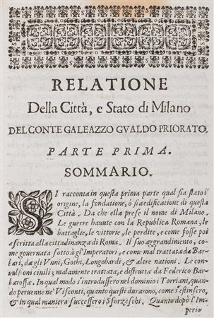 Priorato, Galeazzo Gualdo - Relatione della citta, e stato di Milano sotto il gouerno dell'eccellentissimo sig. don Luigi de Guzman Ponze di Leone