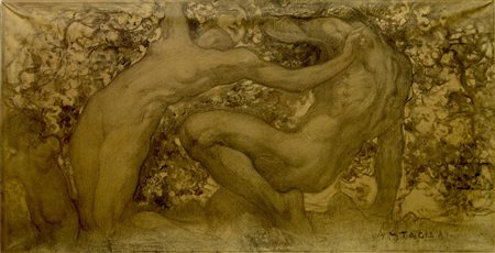 Arturo Stagliano (1870 - 1936) NUDI carboncino su carta, cm 51,5x102 firma