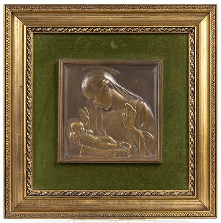 AURELIO MISTRUZZI (1880-1960)<br>Placca con Madonna e bambino