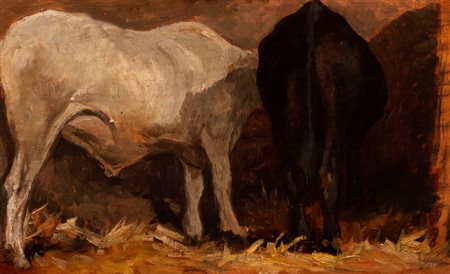 Giovanni Fattori (1825-1908)  - Bove bianco e vacca nera