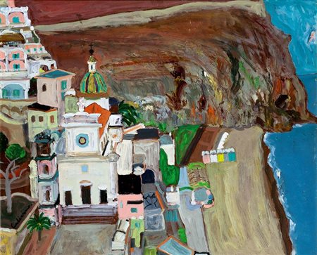 CALIERNO GIOSUE' Caserta 1897 - 1968 Pietra Ligure (SV) "Positano-Veduta...