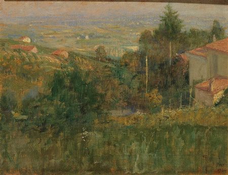 GIANI GIOVANNI Torino 1866 - 1937 "Pino Torinese" 1930 25x32 olio su...