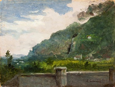 CALDERINI MARCO Torino 1850 - 1941 "Paesaggio" 22,5x28,5 olio su cartoncino...