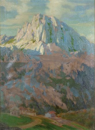 PIZIO ORESTE Torino 1879 - 1938 "Il Musiné innevato" 37x27 olio su cartoncino...