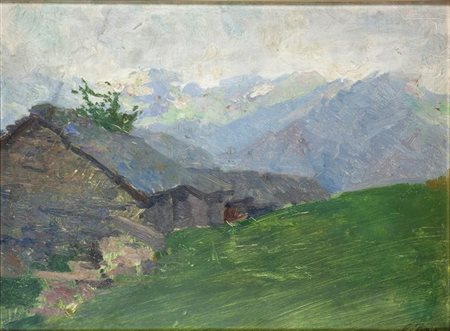 PIZIO ORESTE Torino 1879 - 1938 "Paesaggio" 28x37 olio su cartoncino Opera...