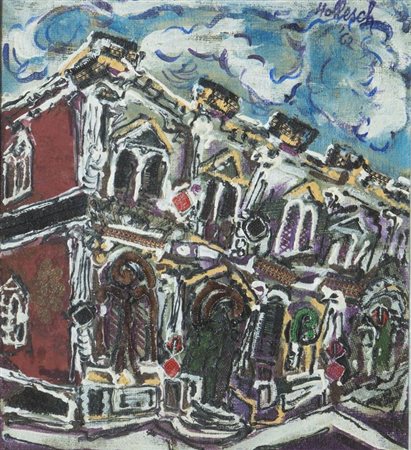 HOLLESCH CARLO Pola (Jugoslavia) 1926 "Scuola di San Rocco" 1962 44x40 olio,...