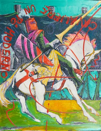 MANERA ENRICO Asmara 1947 "Cavaliere un po' moderno" 2001 100x80 acrilici su...