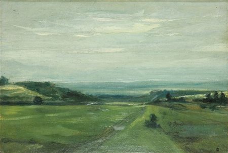 AVONDO VITTORIO Torino 1836 - 1910 "Campagna presso Lozzolo" 21,2x30,5 olio...