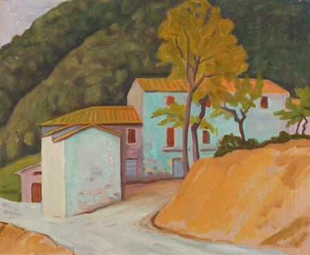 RAM (Ruggero Alfredo Michahelles) "Verso Barga" 1952 50x60 olio su tela Opera...