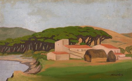 RAM (Ruggero Alfredo Michahelles) "Baratti" 1974 30x50 olio su cartone telato...