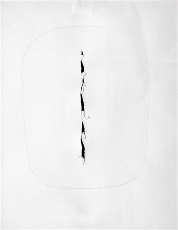 FONTANA LUCIO Rosario 1899 - 1968 Varese Concetto spaziale 1966 70x50 carta...