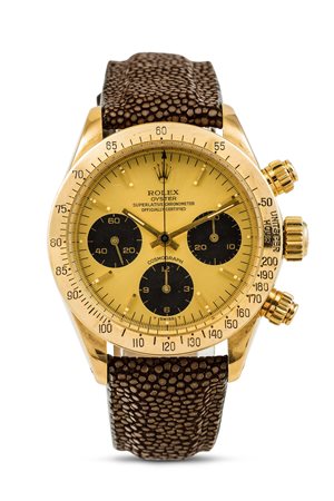 ROLEX - Oyster Superlative Chronometer Cosmograph, ref 6265/8 Daytona in oro 18k, 1986, raro esemplare con fondello CRS, scatola e garanzia.