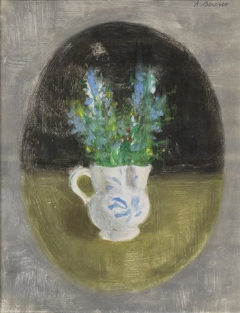 BUENO ANTONIO (1918 - 1985) - Caraffa con fiori in ovale.