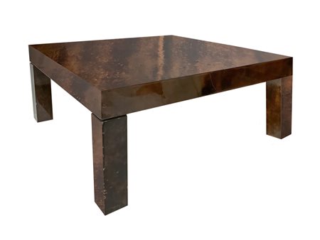 Produzione Aldo Tura, Tavolo con struttura in legno rivestimento in pergamena...