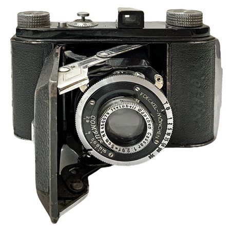 Fotocamera a soffietto Deckel Moncler, modello Compur. Germania,H cm 7....