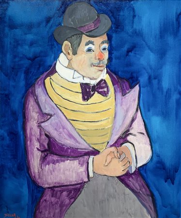 Max Dissar (1908-1993), dipinto ad olio su tela raffigurante "Clown". Firmato...