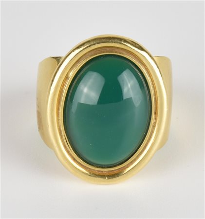 ANELLO IN ORO GIALLO in oro giallo 18kt, modello a fascia con nefrite di...