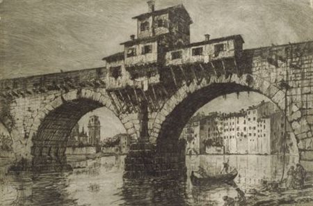 E. Fagiuoli Ponte della pietra a Verona, 1916 Acquaforte, mm 320x450 Firma e...