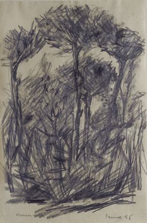Fernando Farulli (Firenze, 1923 - 1997) Pini, 1946 Matita su carta, cm. 31x20...