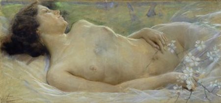 Gino Piccioni (Foligno, 1873 - Biella, 1941) Nudo disteso Tecnica mista su...