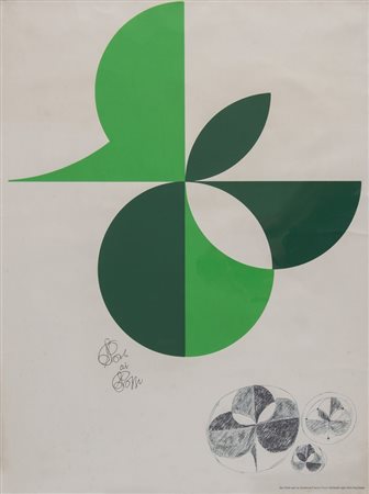 GIO PONTI (Milano 1891 - 1979) "Senza titolo". Litografia a colori su carta....