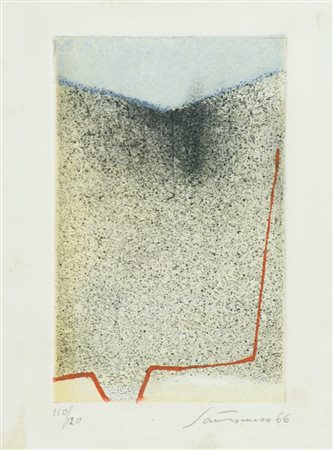 Giuseppe Santomaso Senza titolo, 1966 Acquaforte e acquatinta di cm. 14x9, su...
