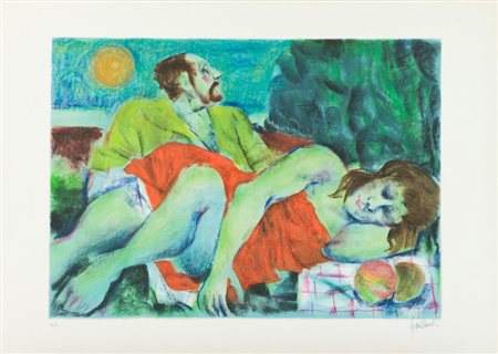 Remo Squillantini Pic nic Litografia su carta, cm. 50x70, es. XL/C Firma in...