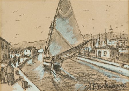 Antonio D'Arliano Viareggio Carboncino e biacca su cartone, cm. 32x46 Firmato...