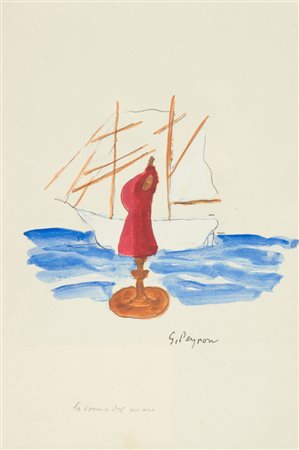 Guido Peyron La donna del mare Acquerello su carta, cm. 26x17 Firma in basso...