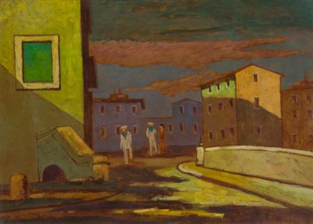 Gino Tassinari Vecchia Livorno, 1969 Olio su faesite, cm. 50x70 Firmato in...