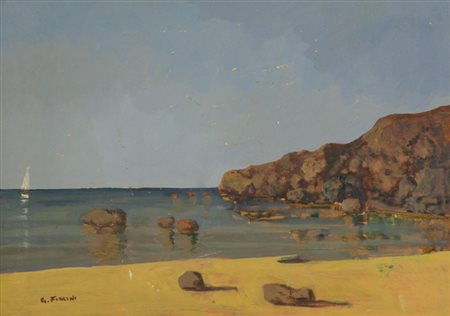 Gino Fiorini Marina, 1968 Olio su tavola, cm. 35x49 Firmato in basso a...