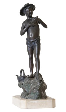 Giovanni Varlese Pescatore Bronzo, cm. 37x11x18 su base di marmo Sulla base:...