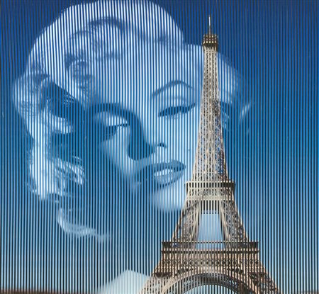 Malipiero Osmosi Marilyn Monroe - Torre Eiffel, 2011 Collage, cm. 55x60 Sul...