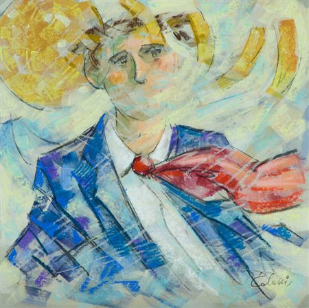 Giampaolo Talani L'uomo nel vento, 2012 Tecnica mista su cartone, cm. 40x40...