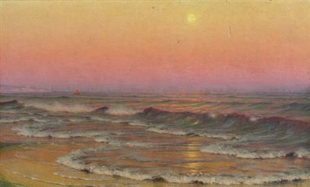 Alexander Thomas Harrison Marina al tramonto Olio su tela, cm. 56x91 La tela...