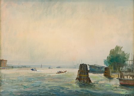 Luigi Falai Venezia Olio su cartone telato, cm. 30x40 Firma in basso a...