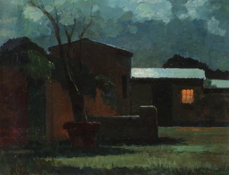 Renato Natali Notturno Olio su cartone, cm. 33,5x43,5 Firmato in basso a...