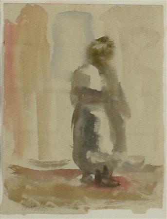 Mario Marcucci FIGURA tempera su carta, cm 18x13,5 firma eseguito nel 1944...