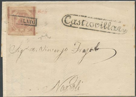 Lettera da Castrovillari (3pt.) per Napoli affrancata con un 2gr II Tav. N.6b...