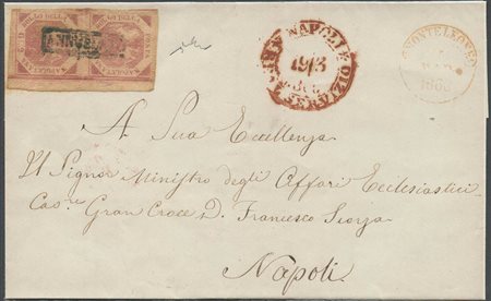 Lettera da Monteleone per Napoli affrancata con una coppia di 2gr. N.5a Rosa...