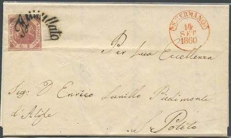 14.09.1860, Lettera da S.Germano per S.Potito affrancata con un 2gr. N.5e...