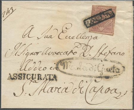 Lettera Assicurata da Mola di Gaeta (attuale Formia) per S. Maria di Capua...
