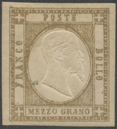 1861, 1/2gr, N.18 Bistro Bruno nuovo, linguellato. (A) (Cat.350)