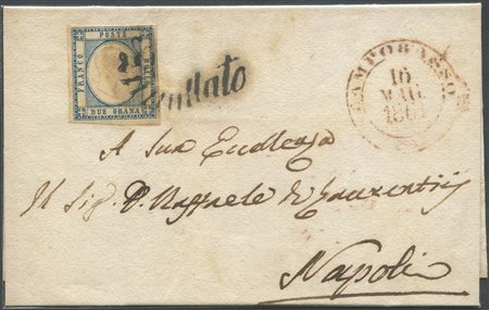 16.05.1861, Lettera da Campobasso per Napoli affrancata con un 2gr. N.20b...