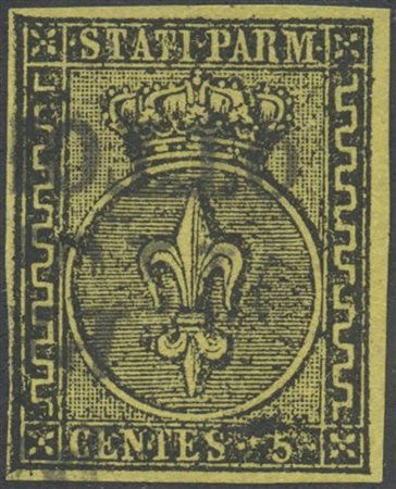 1852, 5c. N.1 giallo usato. (A+) (E.D.) (Cat.275)