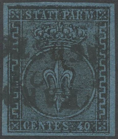 1852, 40c. N.5 Azzurro, usato. (A) (Cat.1.100)