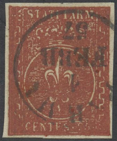 1853, 25c. N.8 Bruno Rosso, usato. (Lux) (Cat.900)