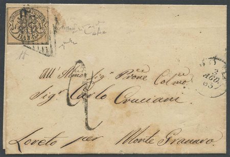 3.07.1863, lettera da Roma a Montenagraro affrancata con un 3b. N.4Ae. Bruno...