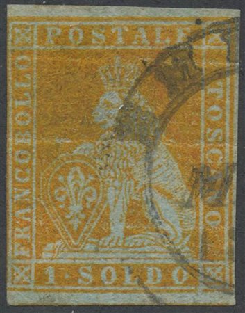 1851, 1s. N.2c Giallo Oro su Azzurro, usato. (B) (Cat.3500)